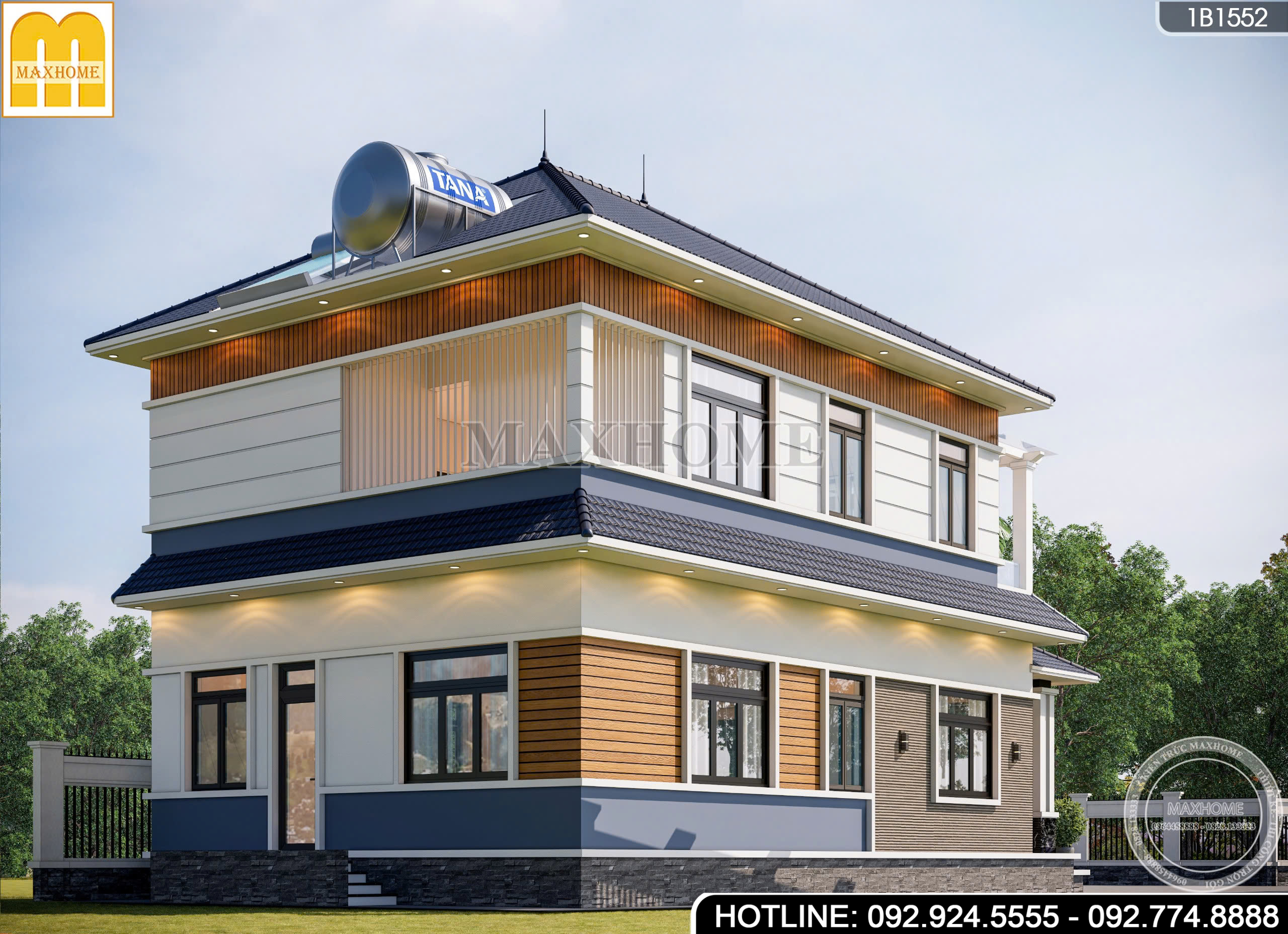 Thiết kế mẫu nhà 2 tầng mái Nhật hiện đại, sang trọng, khó rời mắt | MH04076