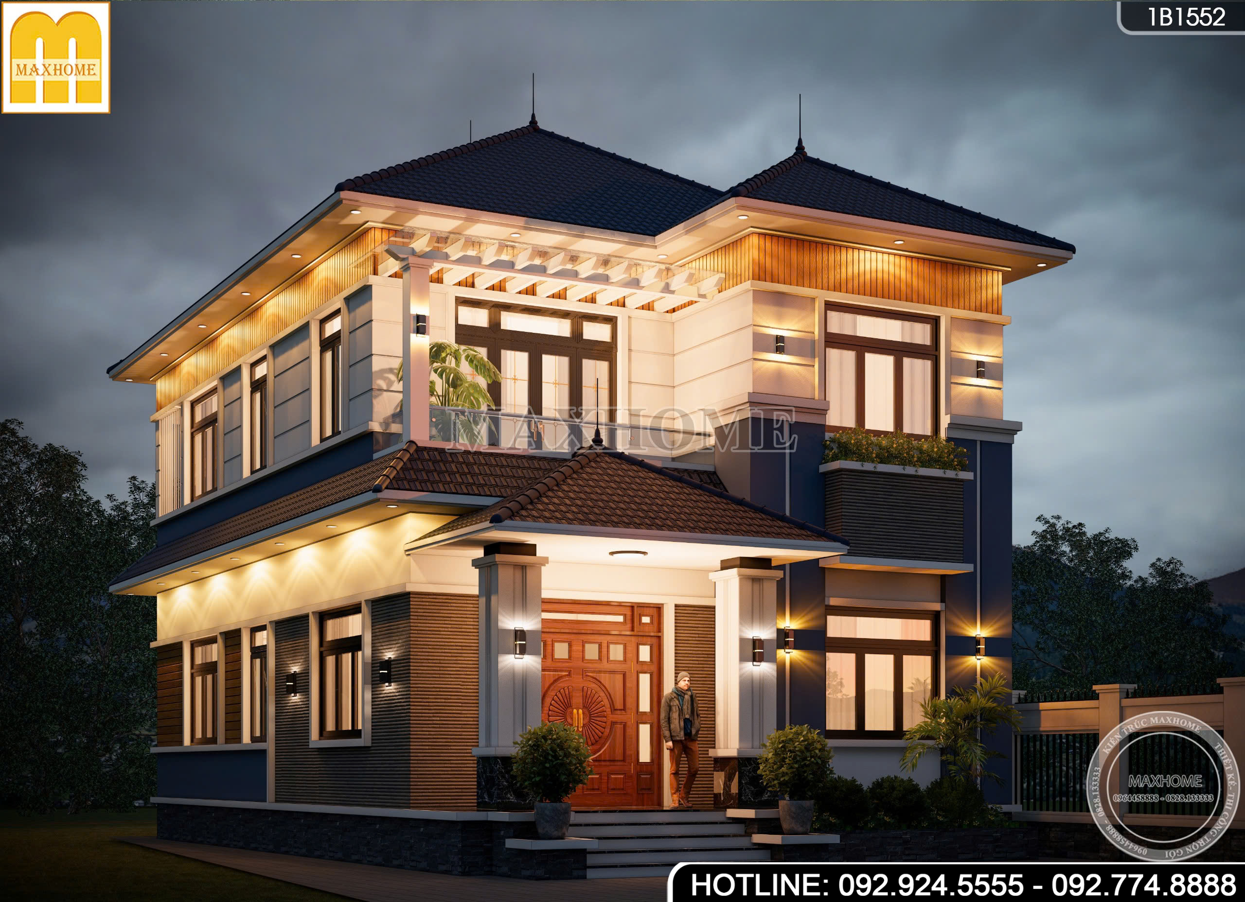 Thiết kế mẫu nhà 2 tầng mái Nhật hiện đại, sang trọng, khó rời mắt | MH04076
