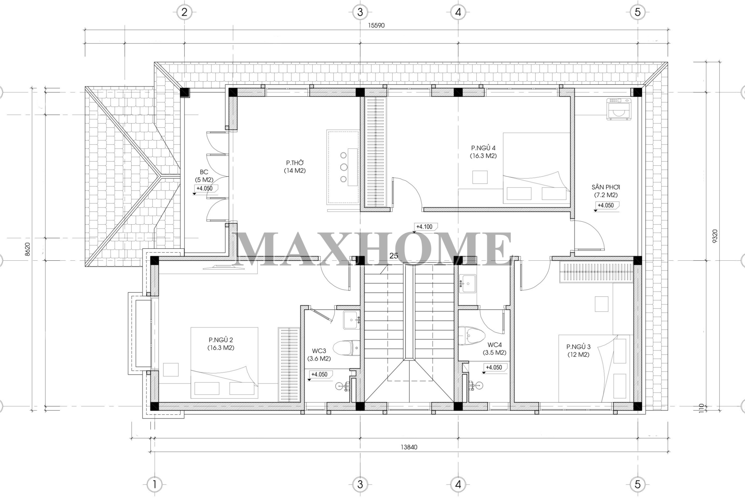 Thiết kế mẫu nhà 2 tầng mái Nhật hiện đại, sang trọng, khó rời mắt | MH04076